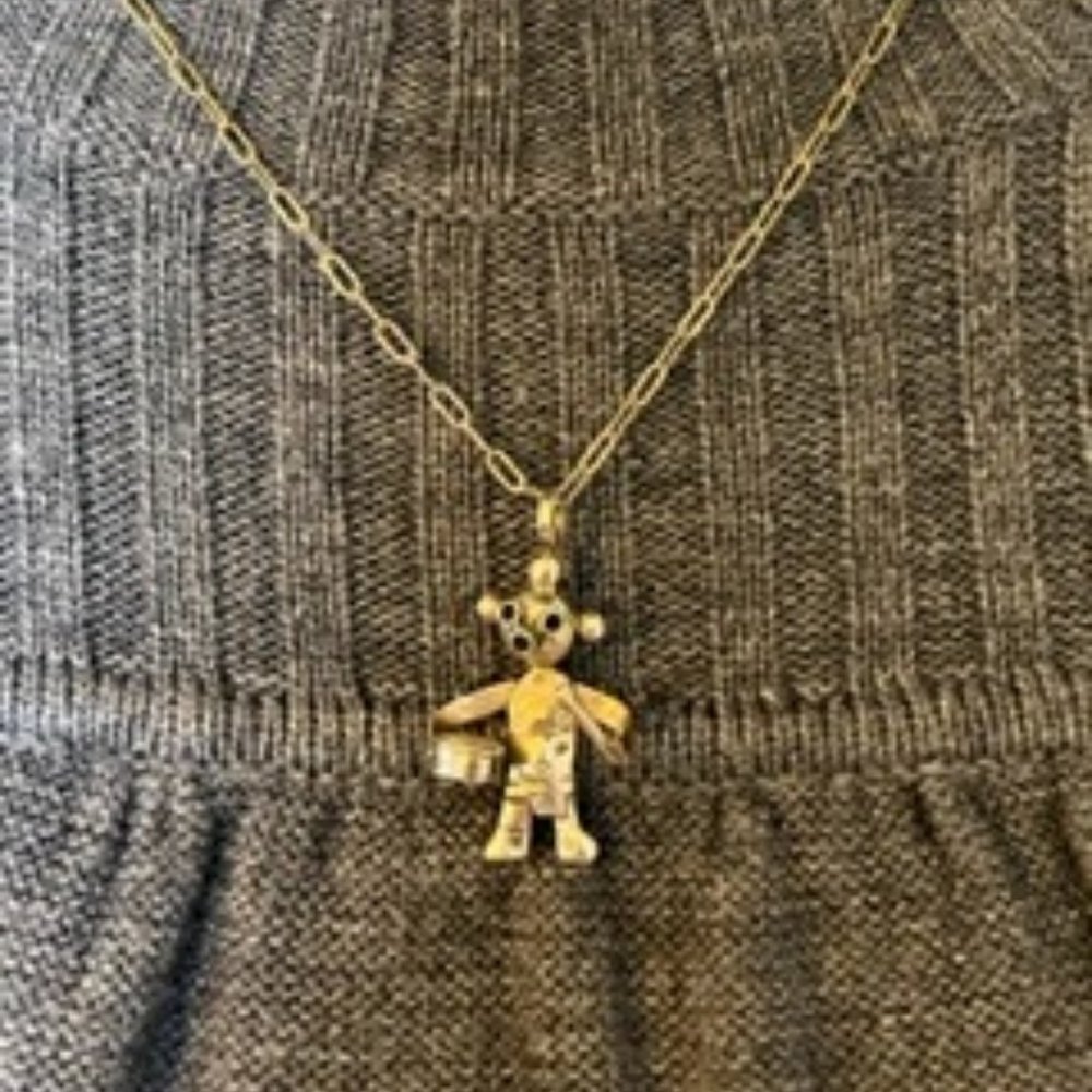 SW Style Sterling Silver Drummer Pendant on 19" sterling wide linked chain